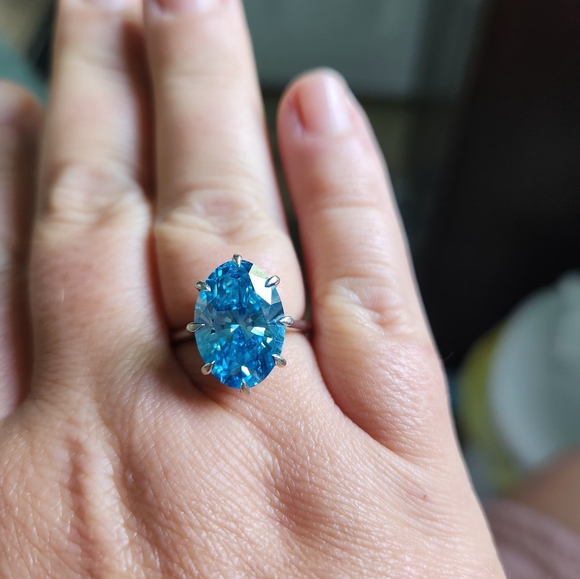 IGI FANCY VIVID BLUE DIAMOND 10KT GOLD RING! - Picture 2 of 6